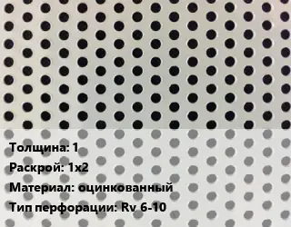 Лист перфорированный 1 1х2 оцинкованный Rv 6-10